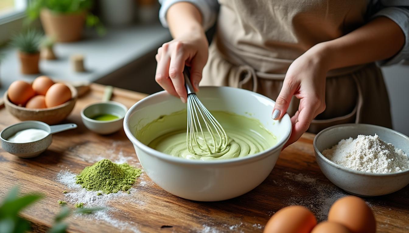 Recette facile : préparez un délicieux gâteau au yaourt et thé matcha