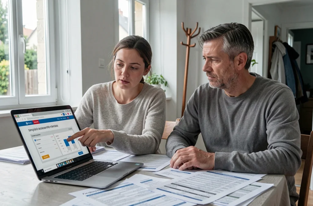 Couple calculant l'impact de la déconjugalisation de l'AAH sur leur budget familial en 2026